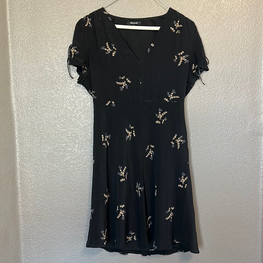 Madewell black floral sheath dress
